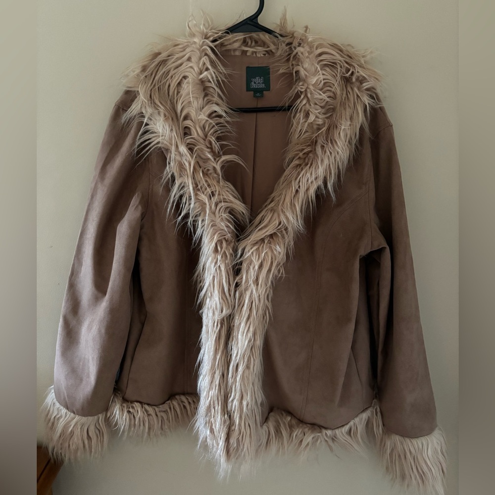 Wild Fable Brown Jacket with Fur Trim